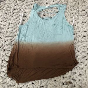Blue and brown tank top